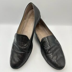 Ecco Touch Ballerina 2.0 Black Leather Loafer W EU 41 US 10-10.5 Flat Snakeskin